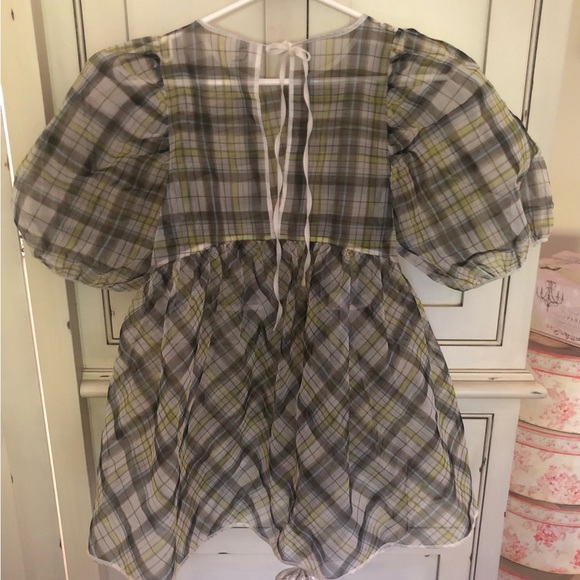 Wilfred sheer plaid babydoll top - Picture 3 of 4